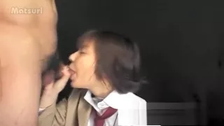 Kinky Japanese schoolgirl can't get enough hot semen on her cute face