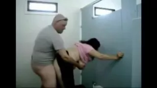 Chubby milf toilet fucked