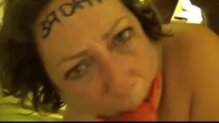 Mature white lady ball gagged and ass fucked