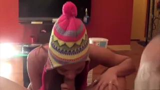 Striking redhead with a pretty smile loves to suck and fuck a big cock