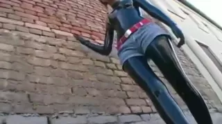 Latex goddess out for a walk