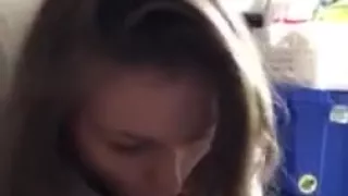 She makes her fat neighbour cum with her mouth