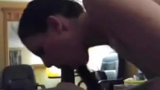 White girl jerks the nut out on her face