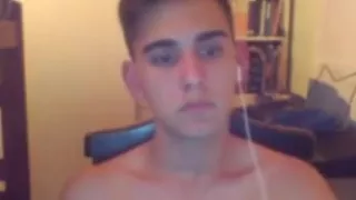 Cute gay boy with round smooth ass on doggy on cam