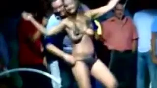 Girl on stage strip and groped