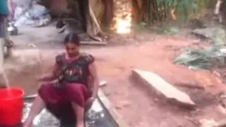 Spycam catches village aunty bathing nude outside - voyeur