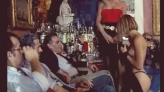 Blonde girl suck old group