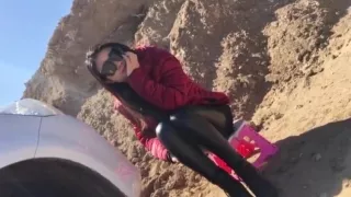 Quilted shiny hooded jacket coat sex fuck