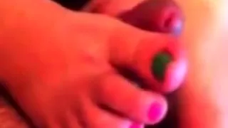 Wife footjob no cum