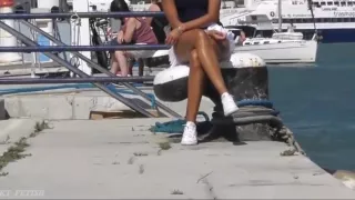 She flashing her creamy pussy in public