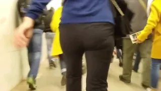 Milf ass in black pants in once morning