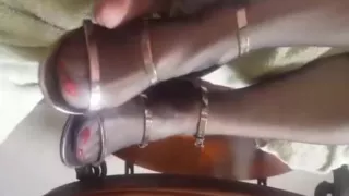 Nylon footjob no cum