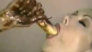 Big tits in a bath of food