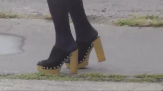 Well-shaped legs 5 black stockings