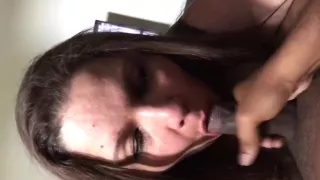 She loves sucking on black cock!