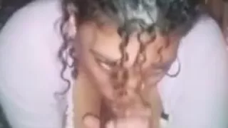 Busty bbw sucking a black cock