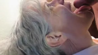 Grey haired granny blowjob and cum in her mouth