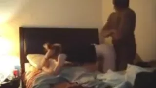 Husband share wife at home with a black