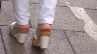 Candid mature soles in wedge sandals