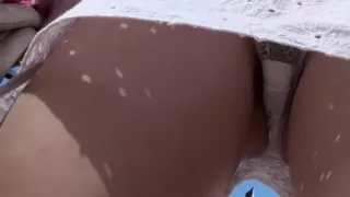 Frontal ass crack upskirt