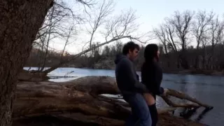 Cute girlfriend sex outside