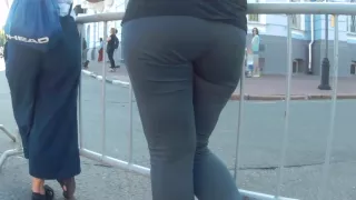 Big ass in grey pants