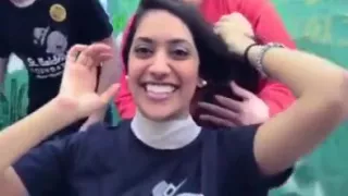 Cute indian girl gets shaved for charity