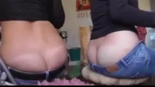 Girl smells her friends ass crack