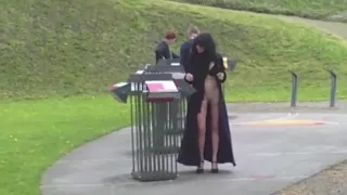 A superb milf exhibiting and gets fucked in a public park