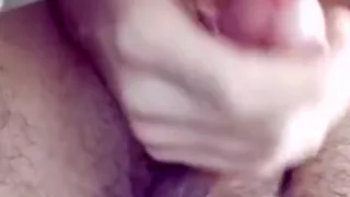 Slimy cumshot on mirror in bathroom