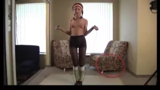 Petite college girl in black pantyhose spreading at home