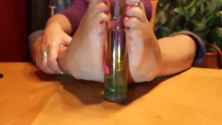 Mature footjob on bottle