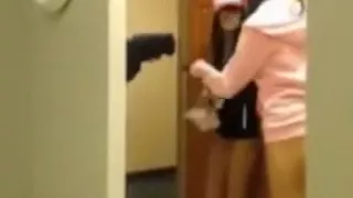 2 girls having fun and flashing the delivery guy