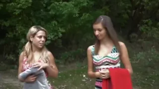 Outdoor anal creampie with 2 girls