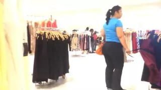 Fat butt black pants latina in mall