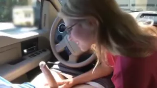Milf blowjob in a car
