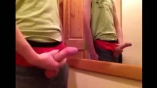 college girl boy wank on the mirror and shot a big load