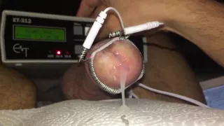 Cockhead estim electro with slow motion cumshot