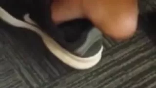 Candid asian college college girl shoeplay feet in trainers face