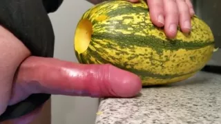 Fuck the pumpkin hard and huge cum load
