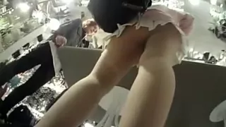 Nude pantyhose upskirt in trendy store