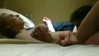 Horny american housewife in hotel