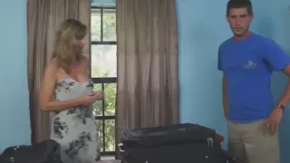 Mom and son share the bed for a night