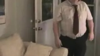 Handsome moustached chub dad gets a footjob