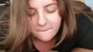 Bbw swallows nut with ass up