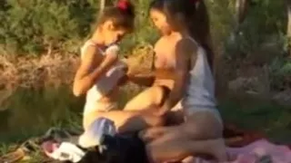 Three girls in the forest