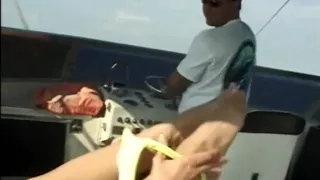 Hot brunette assfucked on boat