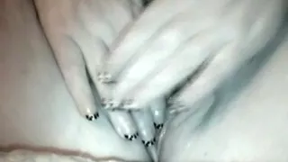 Cream filled pussy fucked with huge black toy and cum