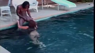 Slut sucks pool boys cock