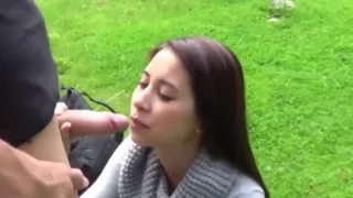 Skinny asian college girl is fucked near the river